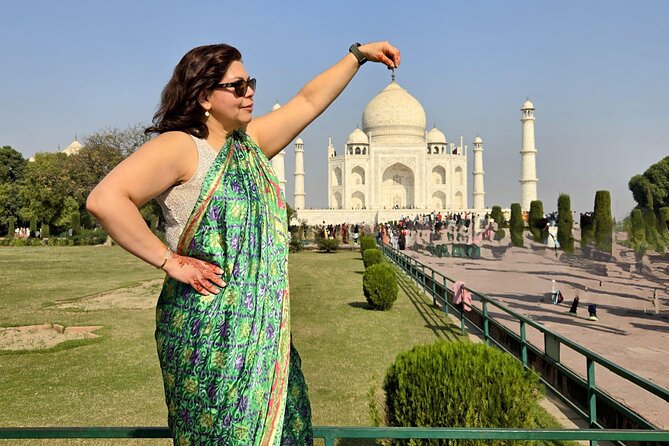 From Delhi: Private Agra & Taj Mahal Tour with 5 <em> Lunch – At a glance’ /></p>
<ul>
<li><strong>Three major Mughal sites:</strong> See the Taj Mahal, Agra Fort, and the Tomb of I’timād-ud-Daulah in one day.</li>
<li><strong>A private ride from your door:</strong> Pickup is offered in Delhi, Noida, Gurugram, Ghaziabad, Faridabad, and at major airports or railway stations.</li>
<li><strong>A guide in your preferred language:</strong> Guides named by past guests include Farman, Ali, and Mohsin, but guide assignments can vary.</li>
<li><strong>A long day, with an early-start option:</strong> Plan on about 9 to 12 hours. A 2:30 AM pickup is offered for a sunrise Taj Mahal visit.</li>
<li><strong>Lunch depends on the option you choose:</strong> The buffet is at the five-star DoubleTree by Hilton Hotel Agra. Drinks and monument admission are not included.</li>
<li><strong>A route detail worth checking:</strong> The trip information includes occasional Jaipur references, even though the named monuments and route are in Agra.</li>
</ul>
<h2>A private ride makes the Delhi to Agra day easier</h2>
<p><img width="669" height="446" decoding="async" src=