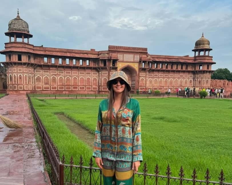 From Delhi: Taj Mahal & Agra Private Day Trip with 5<em> Lunch – Starting the day on the road to Agra’ /></p>
<p><p>Your day begins with pickup from a hotel or other agreed location in Delhi, Gurgaon, Noida, Faridabad, Ghaziabad or the airport. The pickup list also includes places such as Paharganj, Aerocity, Greater Noida and Rohini. Airport pickup is available on request, but you need to provide your flight details when booking.</p>
</p>
<p><p>From Delhi, expect about three hours in the car each way. That is a substantial drive, but having a private driver means you avoid arranging separate transport in Agra or working out how to connect the sights yourself. Bottled water and toll fees are included. Some of the strongest praise for this trip centers on drivers arriving on time, keeping the car clean and making the journey feel comfortable and safe.</p>
</p>
<p><p>There can also be a restroom break on the drive, as one visitor on a very early departure noted. Still, plan for a long stretch on the road and bring anything you need to stay comfortable. The tour is listed as lasting six to 11 hours, with the exact schedule depending on the start time and pickup location. A sunrise visit usually means a particularly early departure.</p>
</p>
<p><p>This is a <strong>private group tour</strong>, not a large coach outing. That matters if you want to ask questions, move at your own pace within the schedule or adjust the day around a flight. The operator says the itinerary can be adjusted to accommodate a flight schedule, but tell them your timing when you book rather than leaving it to the day itself.</p>
</p>
<h2>Seeing the Taj Mahal in the morning</h2>
<p><img width="523" height="650" decoding="async" src=