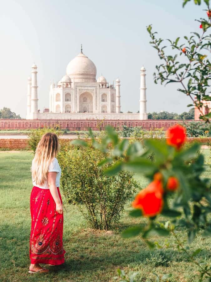 India: Premier High Value Taj Mahal Tickets with Transfers - Moving through the gardens and river setting